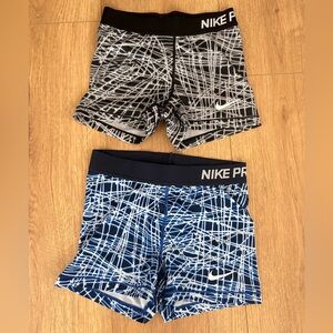Nike Pro Black XS and Blue S Graphic Shorts